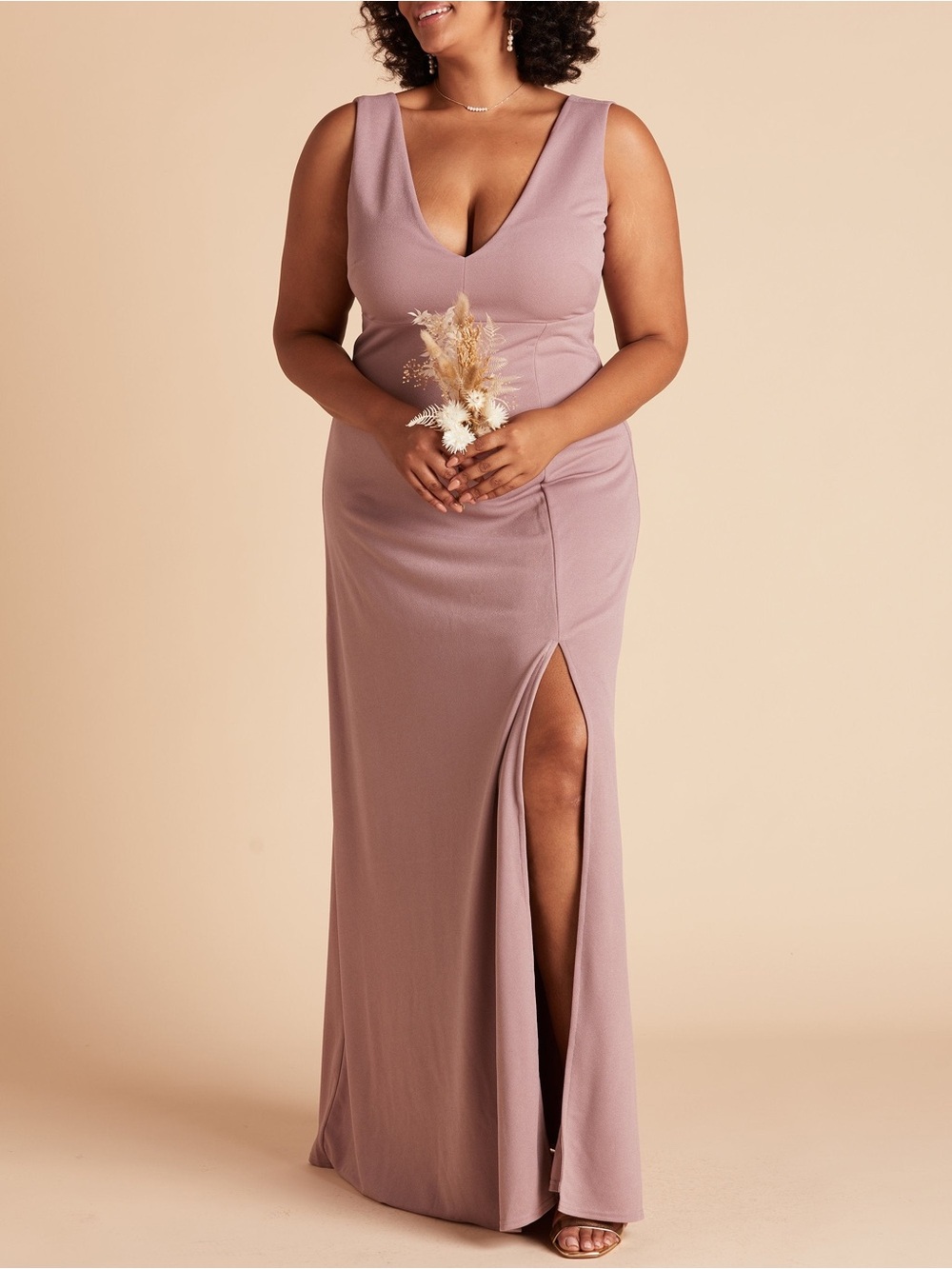 Birdy Grey Shamin Vneck Dress in Crepe Dark Mauve